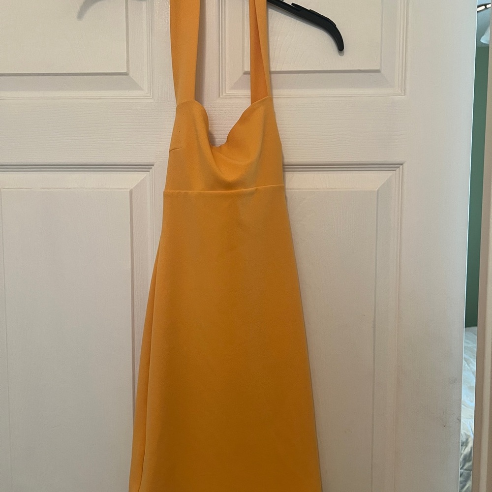 Women's Midi Slip Dress in Mustard Yellow